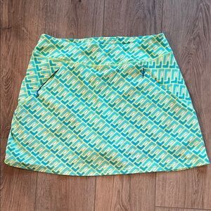 Title Nine Aqua and Yellow Geometric Skort